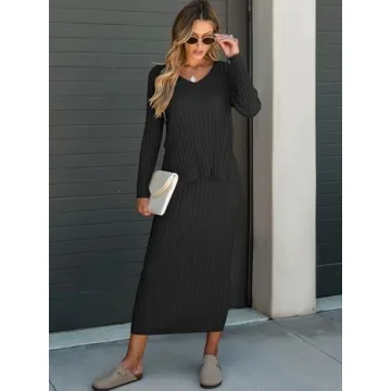 Stylish ANRABESS Women's Sweater Skirt Set for Fall 2024
