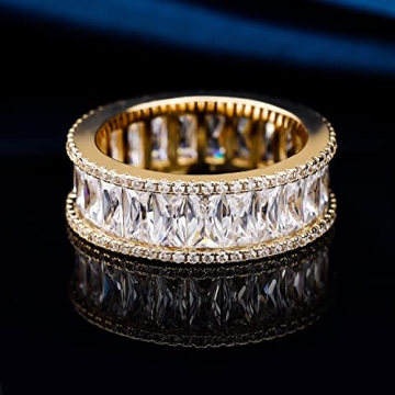 MDFUN 18K Gold Plated Eternity Ring Women Cubic Zirconia