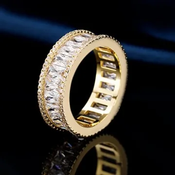 MDFUN 18K Gold Plated Eternity Ring Women Cubic Zirconia