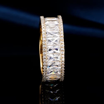 MDFUN 18K Gold Plated Eternity Ring Women Cubic Zirconia