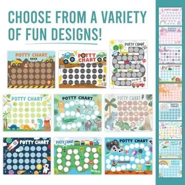 Hadley Designs Dinosaur Potty Training Chart for Toddlers Boys - Potty Chart for Boys with Stickers,...