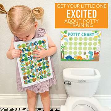 Hadley Designs Dinosaur Potty Training Chart for Toddlers Boys - Potty Chart for Boys with Stickers, Kids Potty Training Chart for Toddlers Boys, Potty Sticker Chart for Toddlers Boy, Potty Rewards