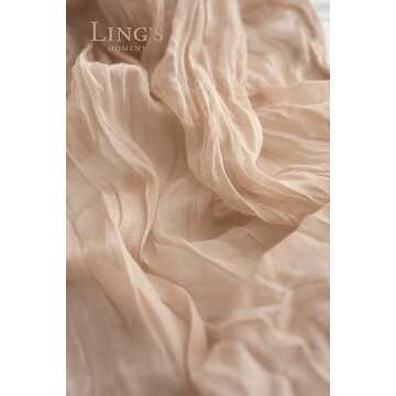 Ling's Moment 10Ft x 35" Wide Warm Sand Gauze Semi-Sheer Table Runner Cheesecloth Tablecloth for Wedding Party Bridal Shower Boho Table Decor…