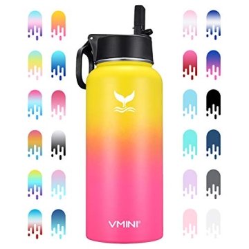 Vmini 32oz Water Bottle with Straw Lid for All Ages