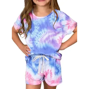 Dokotoo Girls Summer Tie Dye T-Shirt & Shorts Set