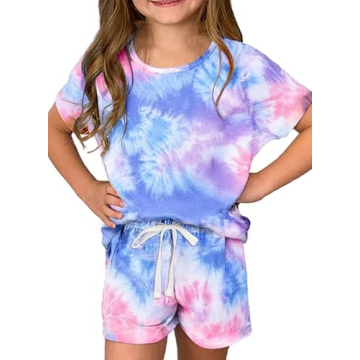 Cute Sky Blue Tie Dye Summer Outfit for Girls