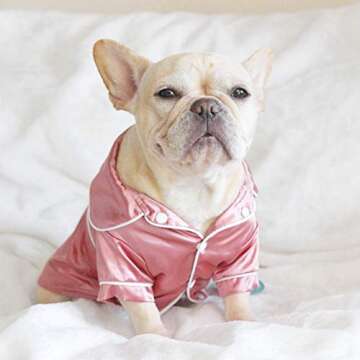 Mallyu Pet Supplies Pets Clothing Soft Silk French Bulldog Pajamas Pet Dog Pajama for Small Dogs Shi...