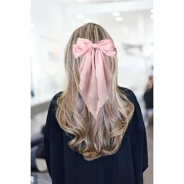 Elegant Pink Hair Bow Clips Set for Women - 2 Pack
