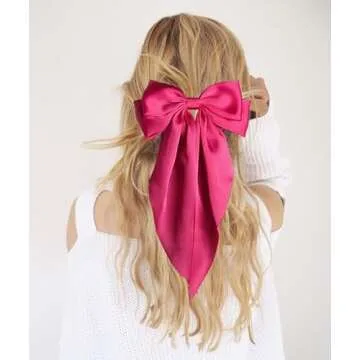 Elegant Pink Hair Bow Clips Set for Women - 2 Pack