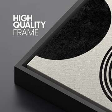 SIGNLEADER Framed Canvas Print Wall Art Spiral Parabolas & Solid Semi Circle Geometric Shapes Drawings Modern Art Contemporary Edgy Black and White for Living Room, Bedroom, Office - 24"x36"x3 BLACK