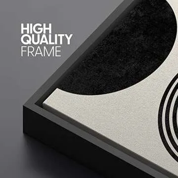 SIGNLEADER Framed Canvas Print Wall Art Spiral Parabolas & Solid Semi Circle Geometric Shapes Drawings Modern Art Contemporary Edgy Black and White for Living Room, Bedroom, Office - 24"x36"x3 BLACK