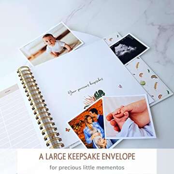 Baby Memory Book for Girl or Boy - First 5 Years Unisex Boho Rainbow Keepsake Journal to Record Newborn 1st Milestones - Gender Neutral Photo Album Scrapbook for Baby Shower - Pregnant New Mother Gift
