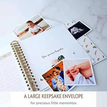 Baby Memory Book for Girl or Boy - First 5 Years Unisex Boho Rainbow Keepsake Journal to Record Newborn 1st Milestones - Gender Neutral Photo Album Scrapbook for Baby Shower - Pregnant New Mother Gift