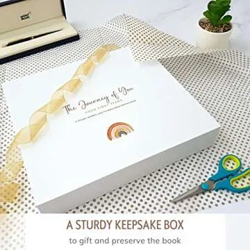 Baby Memory Book for Girl or Boy - First 5 Years Unisex Boho Rainbow Keepsake Journal to Record Newborn 1st Milestones - Gender Neutral Photo Album Scrapbook for Baby Shower - Pregnant New Mother Gift