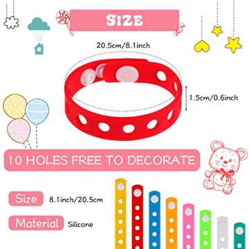 Zhanmai 24 Pieces 8 Inch Adjustable Charm Silicone Bracelets for Identify Birthday Presents, Multi-color Silicone Bracelets, 8 Colors