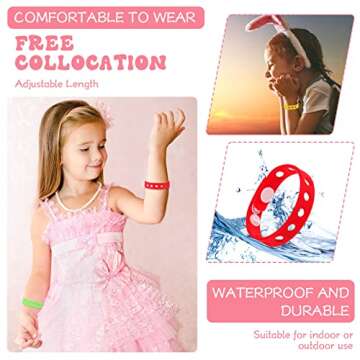 Zhanmai 24 Pieces 8 Inch Adjustable Charm Silicone Bracelets for Identify Birthday Presents, Multi-color Silicone Bracelets, 8 Colors