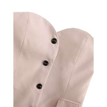 Lerzyoky Women's Strapless Suit Vest Button Front Business Formal Waistcoat Vest with Pockets (Medium,Beige)