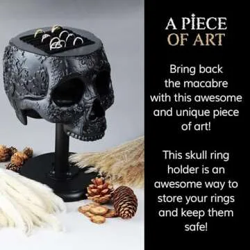 GUTE Skull﻿ Ring Holder 8" H Skull Decor, Goth Decor, Ring Organizer, ﻿Ring Storage Display, Jewelry Holder Trinket Tray for Rings!
