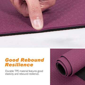 TOPLUS Yoga Mat - Classic 1/4 inch Pro Yoga Mat Eco Friendly Non Slip Fitness Exercise Mat with Carrying Strap-Workout Mat for Yoga, Pilates and Floor Exercises (Deep red)