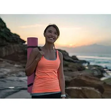 TOPLUS Yoga Mat - Classic 1/4 inch Pro Yoga Mat Eco Friendly Non Slip Fitness Exercise Mat with Carrying Strap-Workout Mat for Yoga, Pilates and Floor Exercises (Deep red)