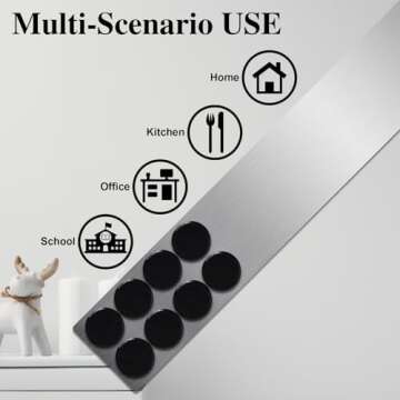 Lockways Magnetic Whiteboard Strip Set 4 Pieces 2 x 15 Inch Bulletin Board bar, Silver Stainless, Ad...