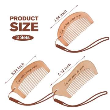 Ziliny 3 Pcs Engraved Wooden Birthing Comb - Natural Pain Relief for Pregnancy