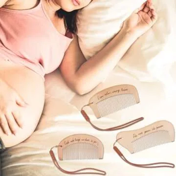 Ziliny Engraved Wooden Birthing Comb Set for Mothers to Be