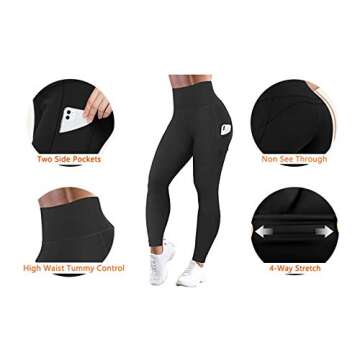 MOSHENGQI High Waist Yoga Pants with Pockets Pattern Tummy Control Workout 4 Way Stretch Yoga Leggings for Women(M,Army Green)