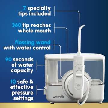 Waterpik ION Professional Water Flosser, Rechargeable and Portable for Teeth, Gums, Braces, 10 Settings, 7 Flossing Tips For Multiple Users And Needs, ADA Accepted, WF-12 White, Packaging May Vary