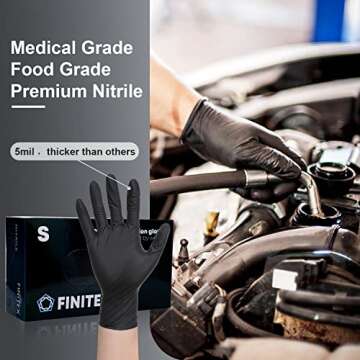FINITEX Black Nitrile Disposable Gloves - 5mil, Powder-Free & Latex-Free, 100 PCS in Small