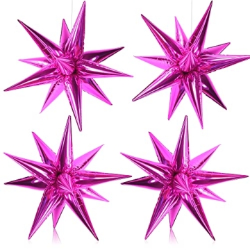 KatchOn, Big Hot Pink Starburst Balloons - 20 Inch, Pack of 50 | Hot Pink Star Balloons Metallic | H...