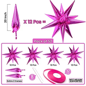 KatchOn Big Hot Pink Starburst Balloons - Pack of 50