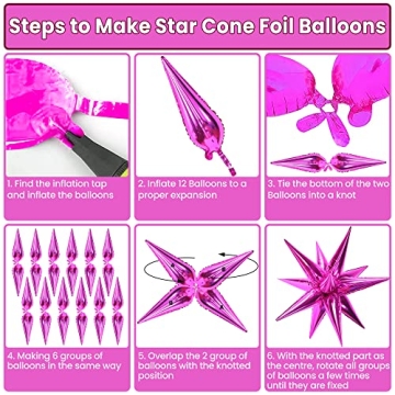 KatchOn Big Hot Pink Starburst Balloons - Pack of 50