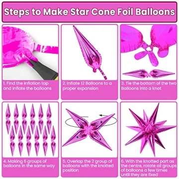 KatchOn Big Hot Pink Starburst Balloons - Pack of 50