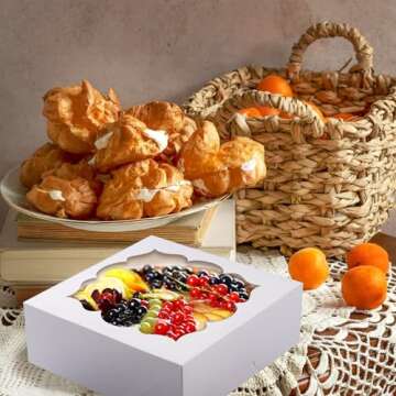 LOKQING 20 Pack Pie Boxes 9x9x3Inch Cake Boxes Bakery Boxes with Window for Pie, Cookies, Donuts, Ch...
