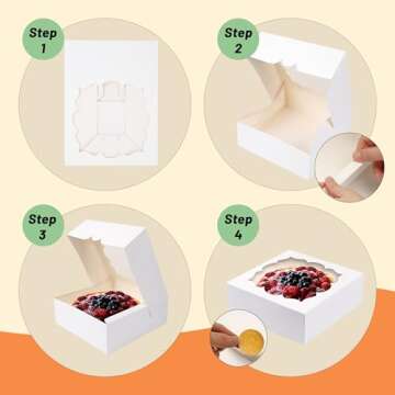 LOKQING 20 Pack Pie Boxes 9x9x3Inch Cake Boxes Bakery Boxes with Window for Pie, Cookies, Donuts, Chocolate Covered Strawberries (White)