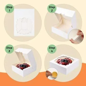 LOKQING 20 Pack Pie Boxes 9x9x3Inch Cake Boxes Bakery Boxes with Window for Pie, Cookies, Donuts, Chocolate Covered Strawberries (White)