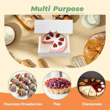 LOKQING 20 Pack Pie Boxes 9x9x3Inch Cake Boxes Bakery Boxes with Window for Pie, Cookies, Donuts, Chocolate Covered Strawberries (White)
