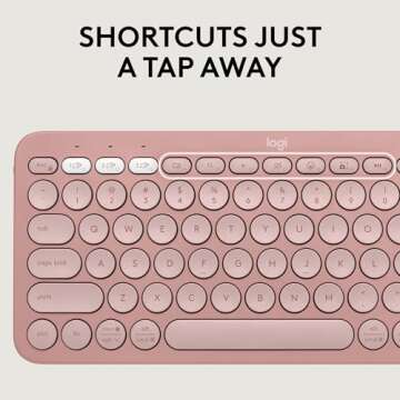 Logitech Pebble 2 Combo, Wireless Keyboard and Mouse, Quiet and Portable, Customizable, Logi Bolt, Bluetooth, Easy-Switch for Windows, macOS, iPadOS, Chrome - Tonal Rose