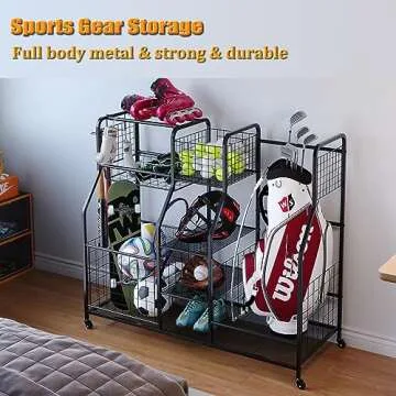 Sports Equipment Organizer & Golf Bag Rack for Garage