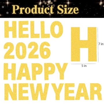 Happy New Year Banner 2026 Gold Glitter Sign for Party Supplies