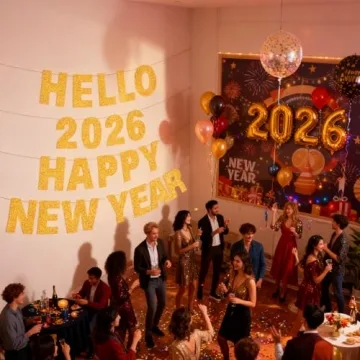 2026 Happy New Year Banner Gold Glitter Party Decorations