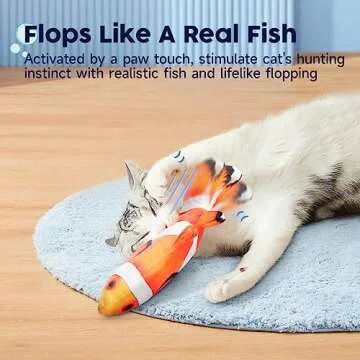 Potaroma Cat Toys Flopping Fish with SilverVine and Catnip, Moving Kitten Kicker, Floppy Wiggle Clow...