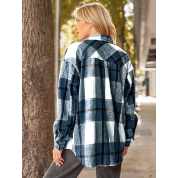AUTOMET Women's Flannel Plaid Shacket - Cozy & Stylish