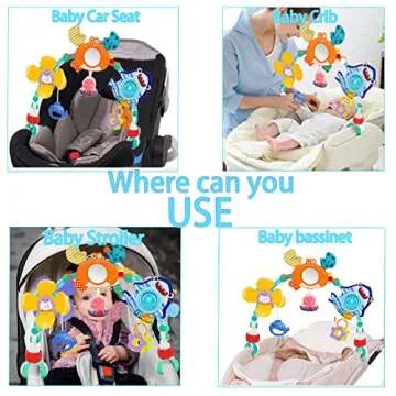 FBesteam Baby Stroller Arch Toy - Car Seat Toys for 0-6 6-12 18 24 Months Babies Newborns Infants Crib Bouncer Bassinet Carseat Toy 1 2 3 4 5 6 7 8 9 10 11 12 Old Adjustable Travel Toys Birthday Gift