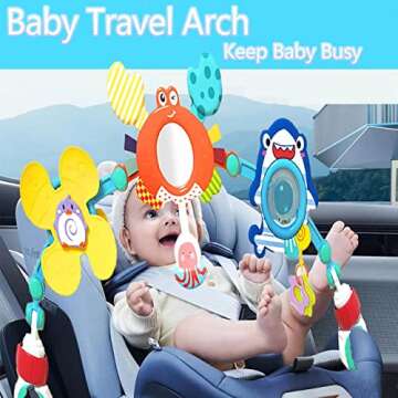 FBesteam Baby Stroller Arch Toy - Car Seat Toys for 0-6 6-12 18 24 Months Babies Newborns Infants Crib Bouncer Bassinet Carseat Toy 1 2 3 4 5 6 7 8 9 10 11 12 Old Adjustable Travel Toys Birthday Gift