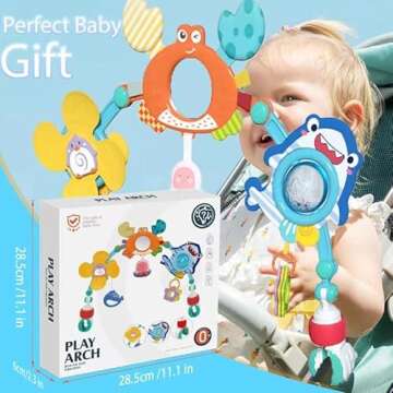 FBesteam Baby Stroller Arch Toy - Car Seat Toys for 0-6 6-12 18 24 Months Babies Newborns Infants Crib Bouncer Bassinet Carseat Toy 1 2 3 4 5 6 7 8 9 10 11 12 Old Adjustable Travel Toys Birthday Gift