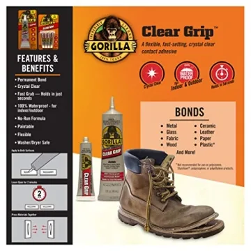 Gorilla Clear Grip Waterproof Adhesive - 3 Oz Tube