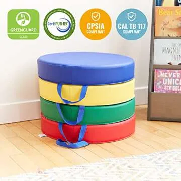 ECR4Kids Round Cushions: Colorful Flexible Seating Set