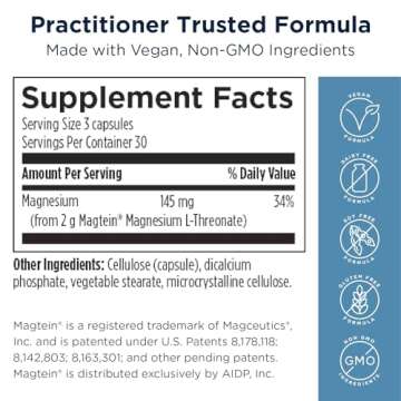 Designs for Health NeuroMag Magnesium L-Threonate - Chelated Magnesium Supplement from Magtein for Brain Health & Cognitive Function - Bioavailable Magnesium L Threonate (90 Vegan Capsules)
